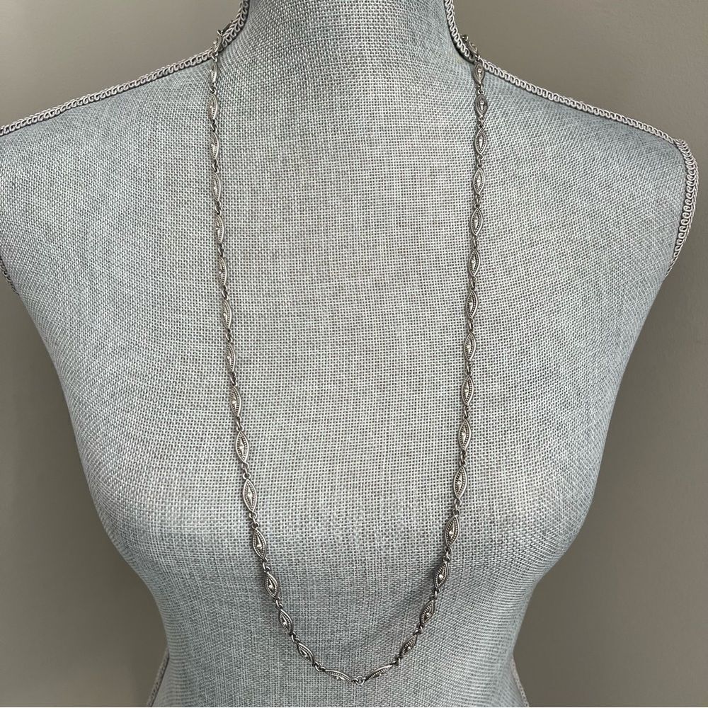 Long Evil Eye Silver Station Necklace